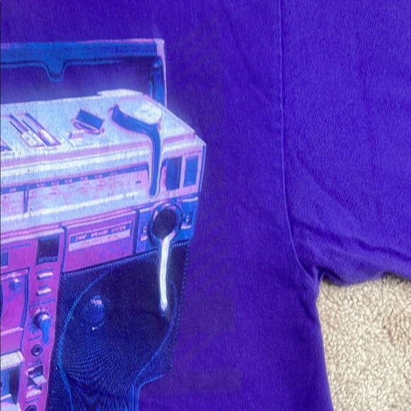 Purple T-Shirt with Dripping Boombox Graphic - Picture 4 of 5